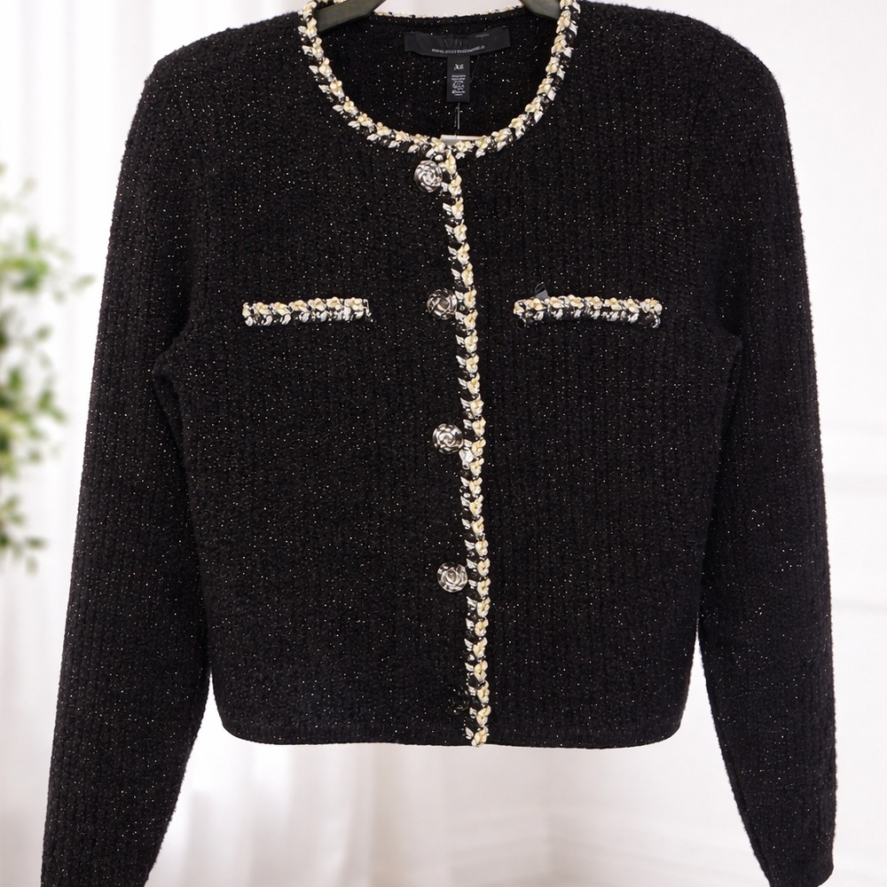White House Black Market Black and Gold Sweater